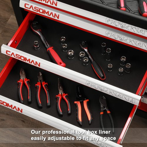 CASOMAN Professional Tool Box Liner and Drawer Liner - 24 inch (Wide) x 24 feet (Long), Non-Slip,Easy Cut, Black