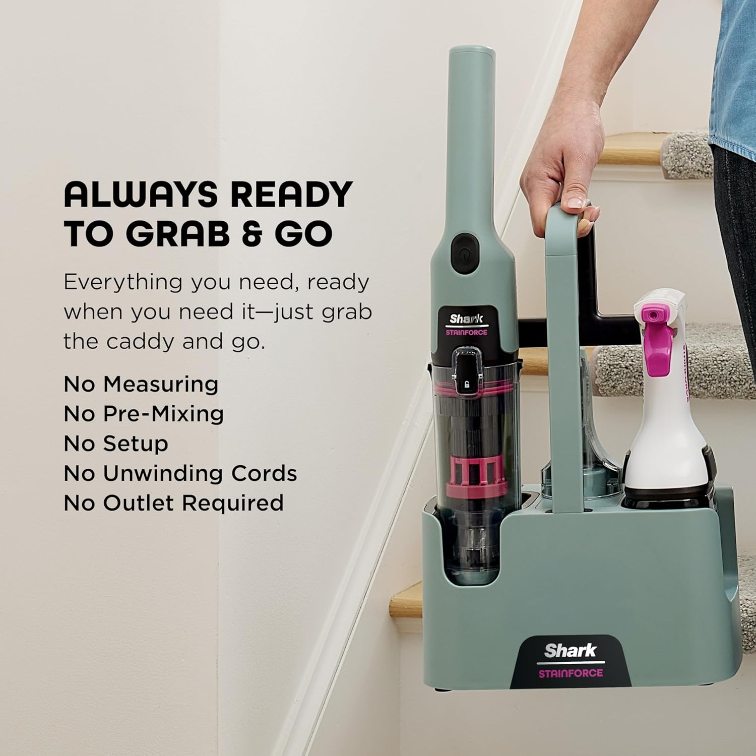 Shark StainForce Portable Spot & Odor Remover System - Cordless with Accessories & Storage Caddy
