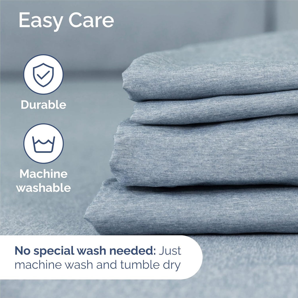 Split King Size 5-Piece Sheet Set | Comfy Breathable Cooling Bed Sheets - Hotel Luxury Bedding in Blue