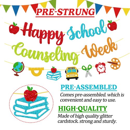 Happy School Counseling Week Banner National School Counseling Decoration NSCW Counselors Appreciation Backdrop We Love Our Counselors Decor Pre-Strung