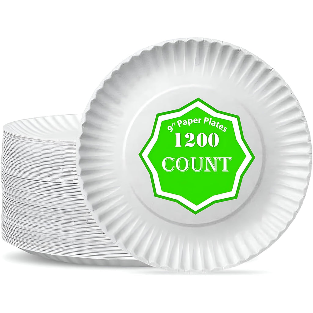Perfect Stix 9" Paper Plates- Case of 1,200ct, White