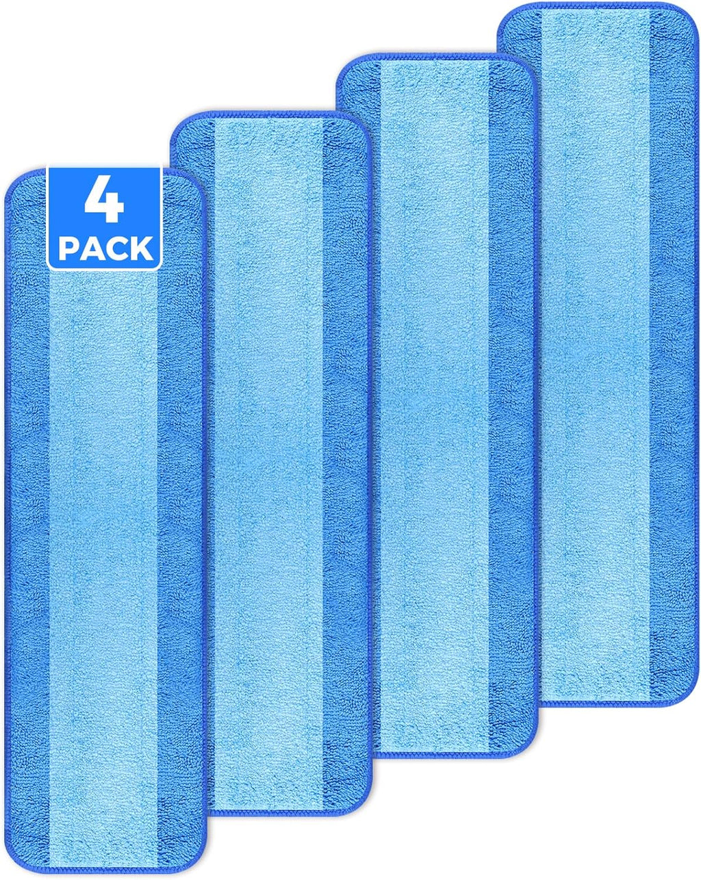 Wlich 4-Pack Microfiber Mop Pads - 18-Inch Washable & Reusable Cleaning Pads for Hardwood & Tile Floors