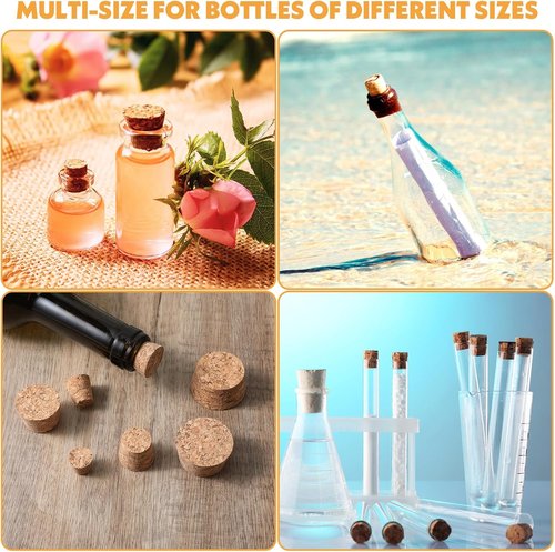 30Pcs Cork Stoppers, 6 Sizes Corks for Bottles, Wooden Tapered Corks Cork Bottle Stopper for DIY Projects, Airtight Sealing, Wine Bottles