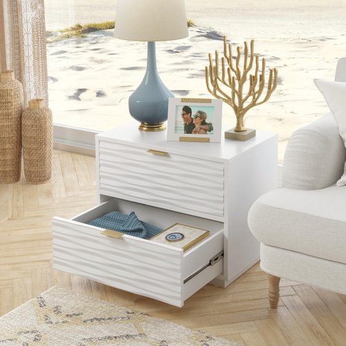 Sauder Morgan Main 2 Drawer Side Table, White Finish