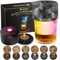 Old Fashioned Cocktail Smoker Kit - Rechargeable Electric Whiskey Smoker with 4 Light Modes & 6 Wood Chips
