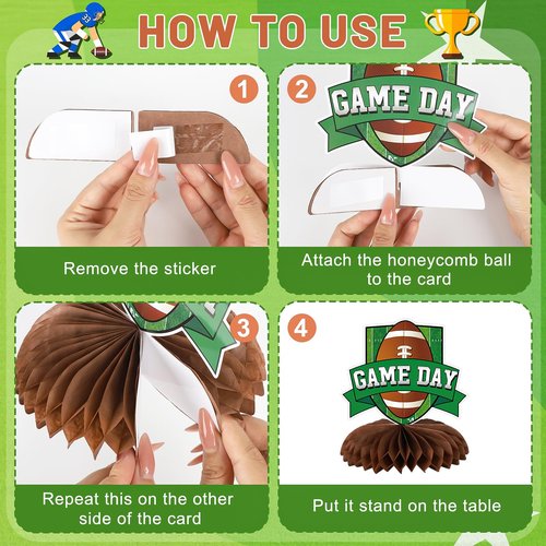 10 PCS Football Party Decorations Honeycomb Centerpieces, Honeycomb Centerpieces for Sports Theme Supplies Table Decorations. (Football)
