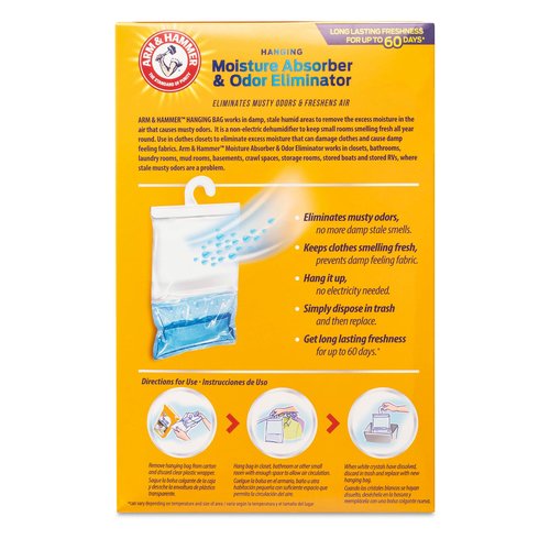 Hammer Hanging Moisture Absorbers and Odor Eliminator - 1 Fragrance Free & 1 Clean Burst - Humidity Packs Traps Moisture - Fresher Air - Humidity Absorber Dehumidifier Bags - 2 Pack, Packed by ILIOS