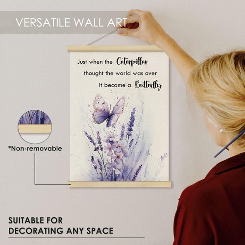 Fewgb Butterfly Wall Art Decor - Inspirational Motivational Poster for Nursery & Kids Room | 12x16 Framed Print