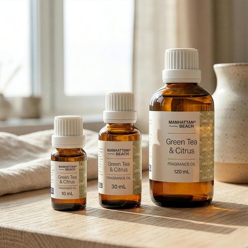 Manhattan Beach Fragrance Oil - Green Tea & Citrus Hotel Diffuser Oil | 10 mL Glass Bottle for Ultrasonic & Waterless Diffusers