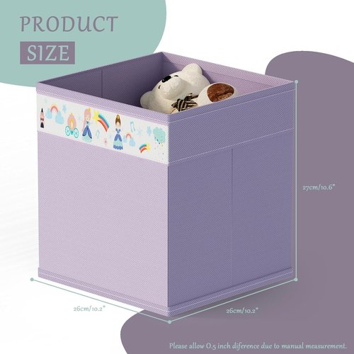 Homyfort Storage Cube Bins - 11x11 Inch Fabric Organizer Baskets with Handles for Toys & Clothes | Purple