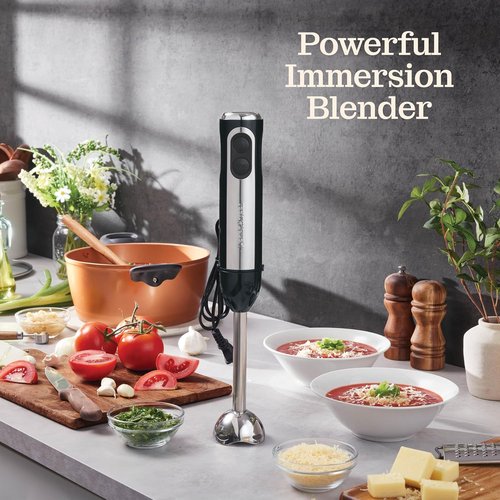 **Powerful Immersion Blender - 500 Watt Electric Hand Blender with Turbo Mode | Detachable Base for Smoothies, Soups, and Purees**