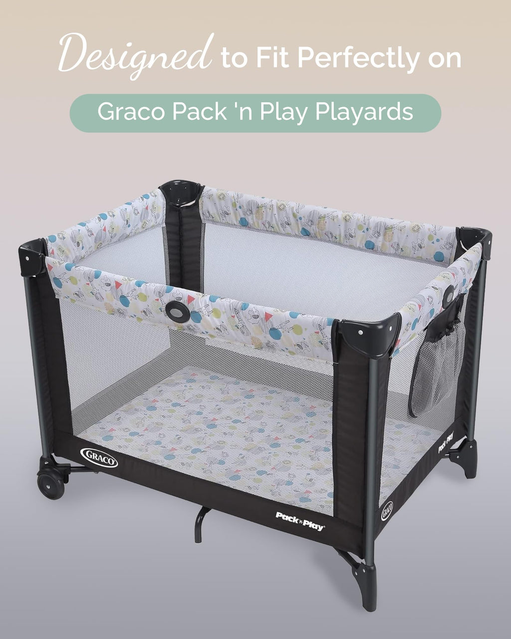 TotCare Graco Pack and Play Sheets Fitted – Compatible with Graco Pack n Play Playard Crib & Other 27 x 39 Inch Playpen Mattress, Buttery Soft Jersey Playard Sheets, Blue Sage Cloud 3 Pack