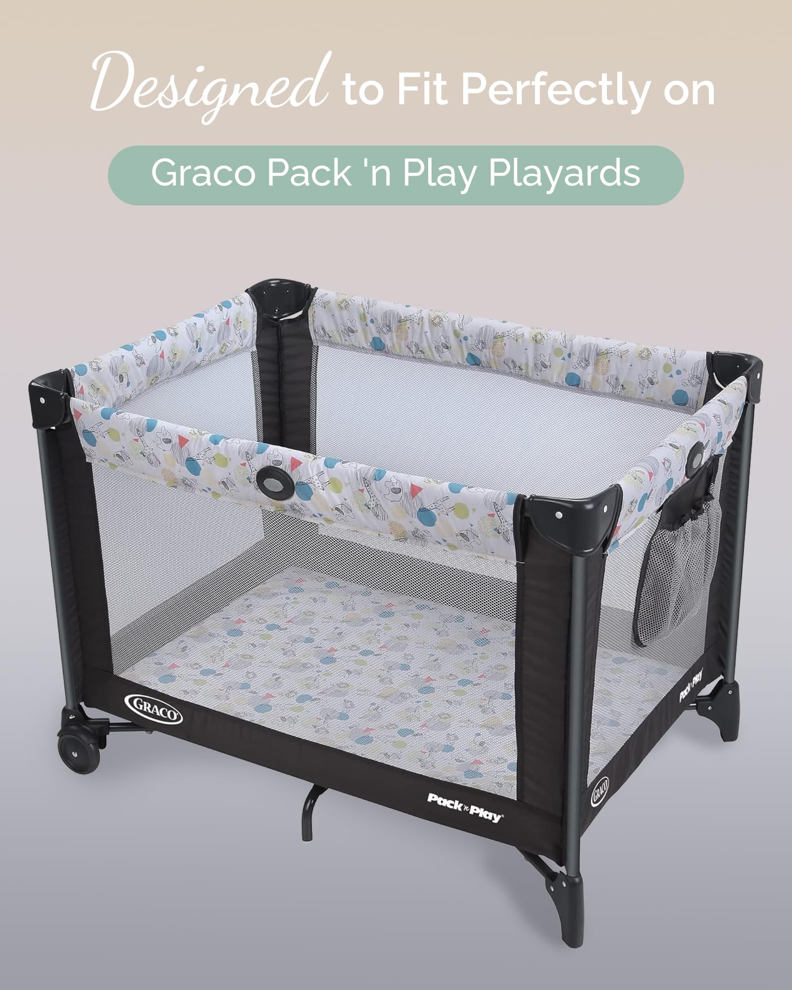 TotCare Graco Pack and Play Sheets Fitted – Compatible with Graco Pack n Play Playard Crib & Other 27 x 39 Inch Playpen Mattress, Buttery Soft Jersey Playard Sheets, Blue Sage Cloud 3 Pack