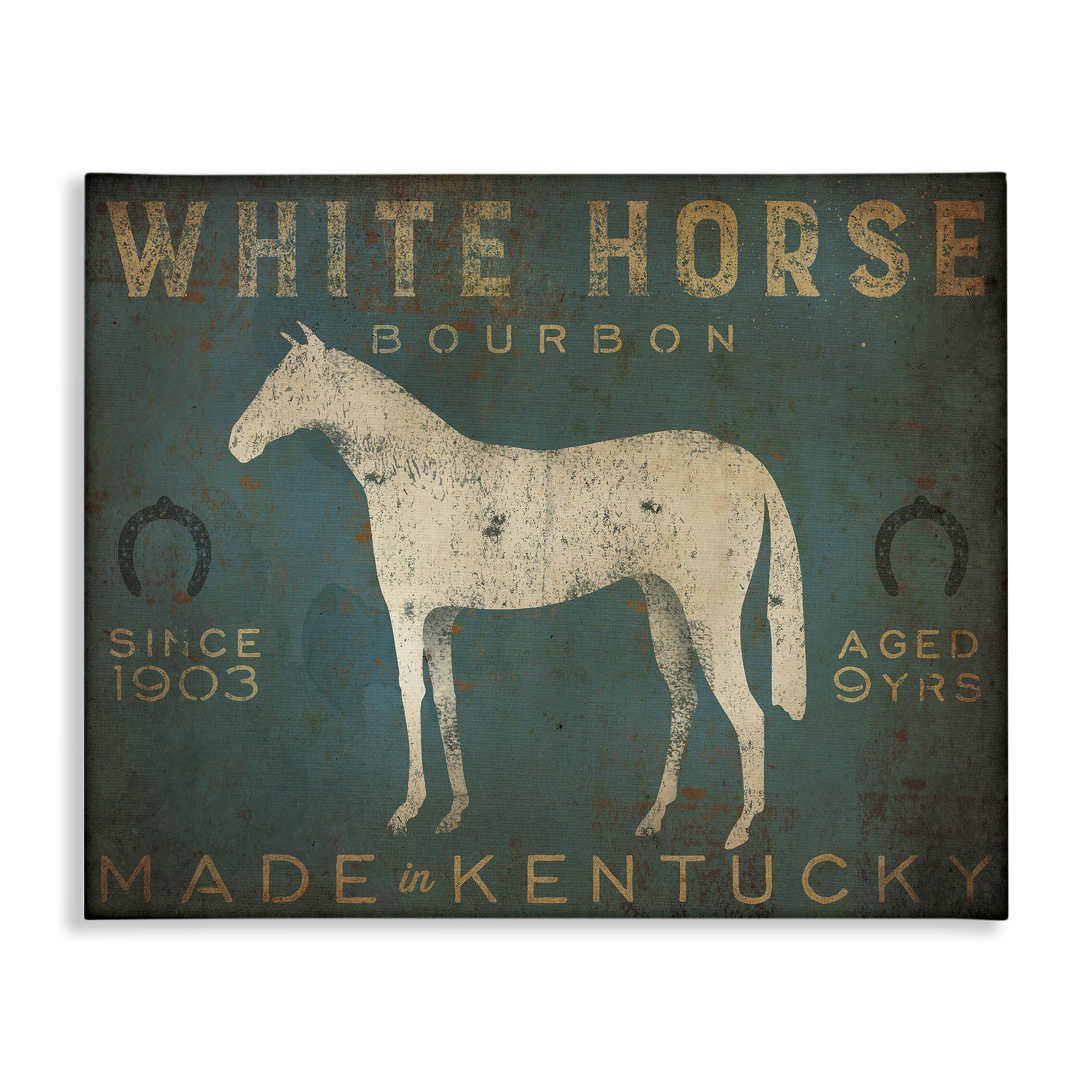 Stupell Industries 'White Horse Bourbon Vintage Sign', Canvas Art, 40 x 30 Inches, Easy to Hang and Sturdy, Made in USA, by Ryan Fowler