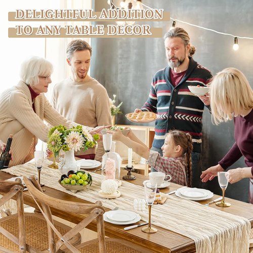 Cheesecloth Table Runner - 10 Ft Boho Rustic Sheer Gauze for Centerpiece Decor | Beige, 1 Piece