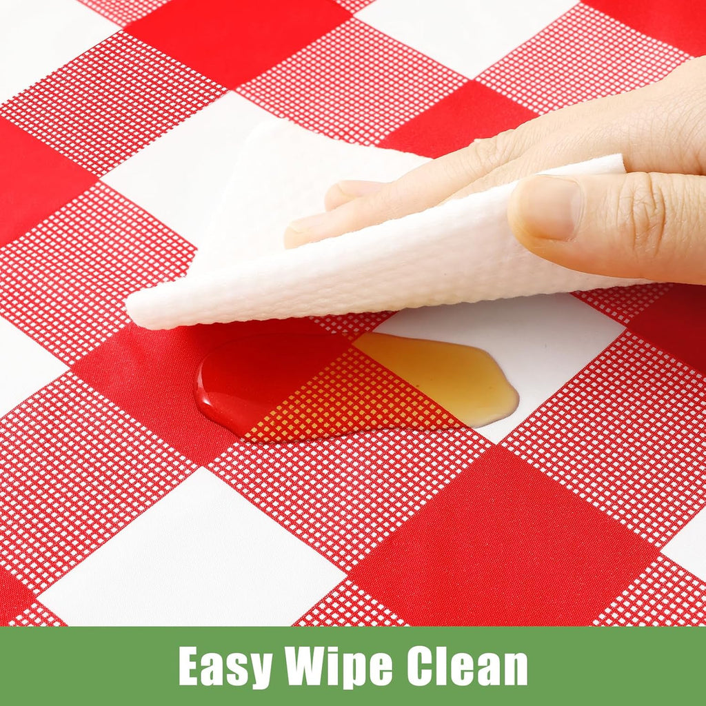 Smiry Disposable Tablecloths - 3 Pack Red Gingham Waterproof Rectangle Covers | 54" x 108" for Picnics & Parties