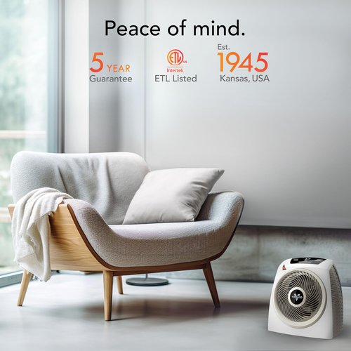 Vornado AVH10 (2025) Space Heater for Home, Fan Only Option, Digital Display with Adjustable Thermostat, Advanced Safety Features, Auto Climate Control, Whole Room Electric Heater for Indoors, White