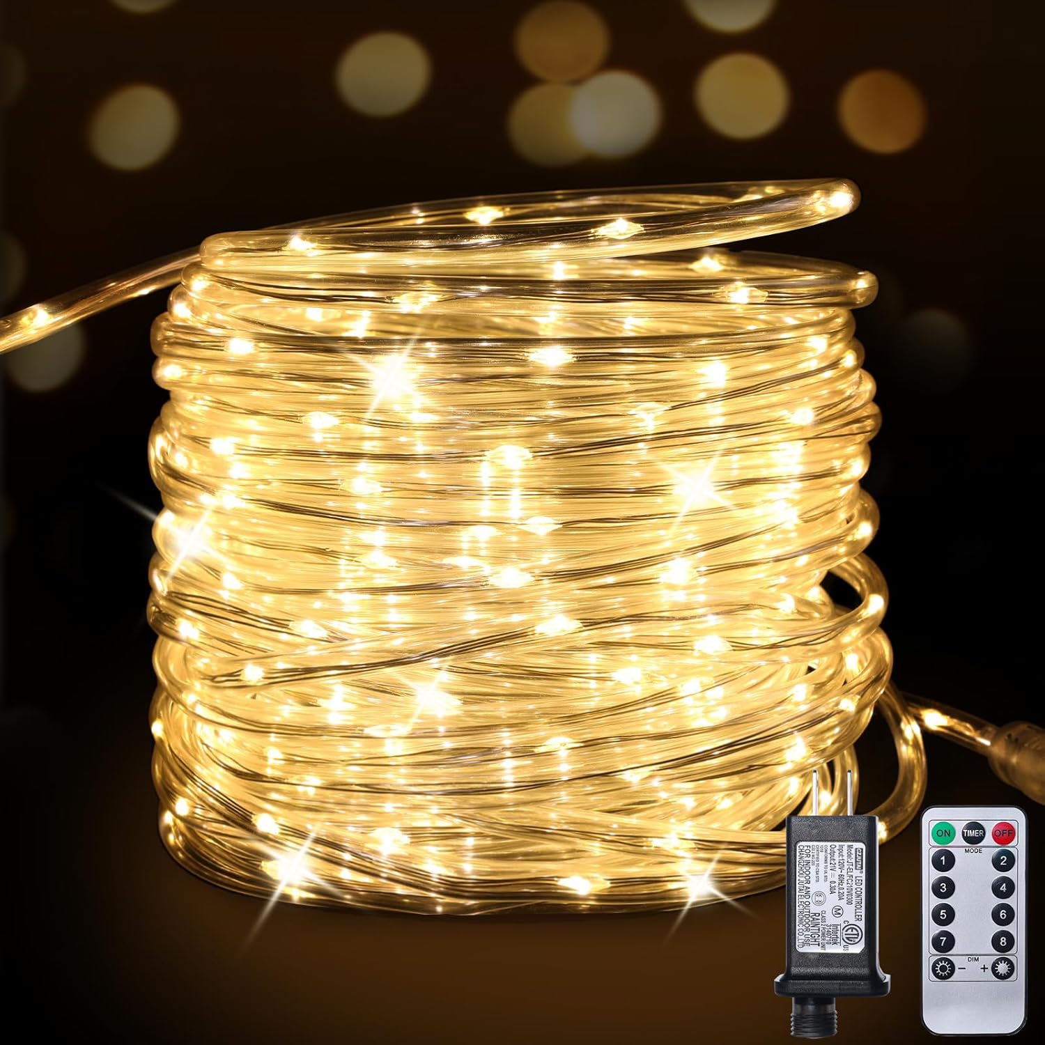 Skiennix Connectable Rope Lights - 66FT 200 LED Waterproof Tube Light | 8 Modes Remote for Indoor/Outdoor Use