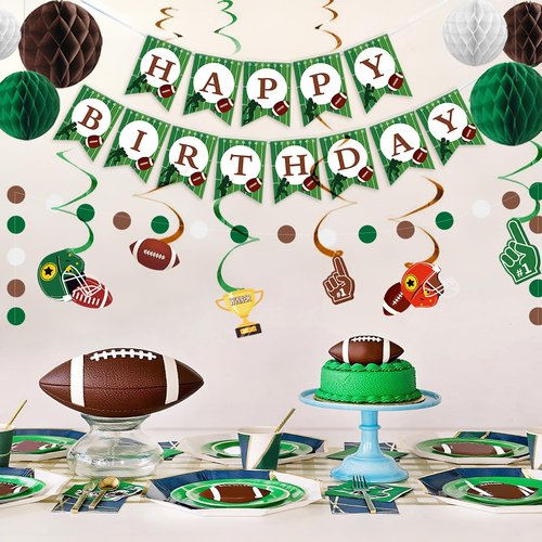 Football Party Decorations Football Hanging Swirl Decorations Football Football Birthday Banner Honeycomb Balls Circle Dots Garland for Football Season Game Day Tailgate Party Home Decor Supplies