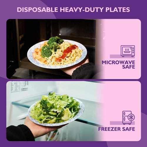 PACKINNO Disposable Paper Plates 8.5 Inch 300 Count, Soak Proof and Cut Resistant Heavy Duty Paper Plates Bulk for Parties, Picnics, Camping, and Everyday Meals