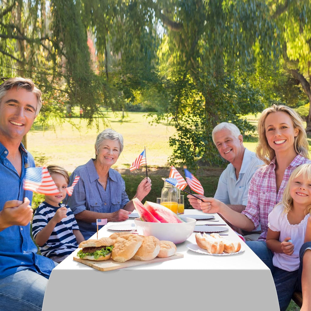 Patriotic 4th of July Tablecloths - Red, White & Blue Disposable Rectangle Covers | 54 x 108 Inch, Perfect for Celebrations