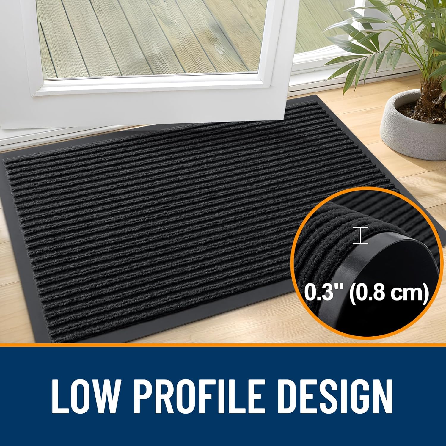 OLANLY Waterproof Heavy Duty Front Door Mat - 2-Pack Indoor Outdoor Welcome Mats | 29.5 x 17 Inch, Black