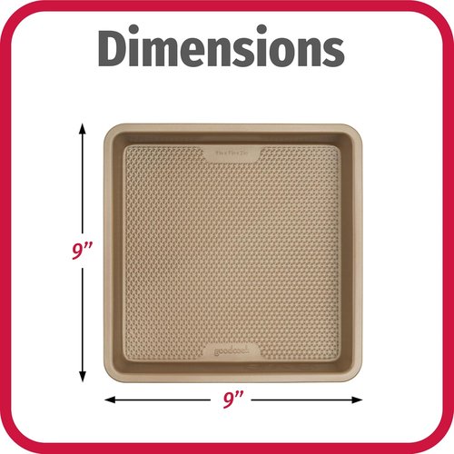 GoodCook BestBake Nonstick Square Baking Pan - Textured Carbon Steel, 9-Inch, Bronze Finish
