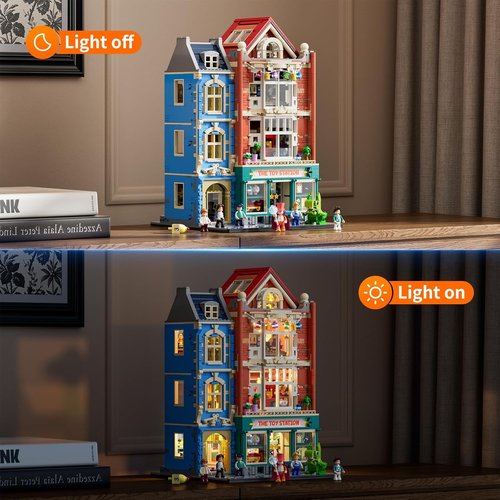 Lumibricks Building Bricks Set - City Town Modular Dollhouse with LED Light Display | 3086 Pcs Construction Kit for Adults & Teens