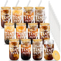 Purpeak 12 Set Employee Appreciation Gifts Thank You Glass Cups Gifts for Staff Coworker Appreciation Cups 16 oz Can Shaped Beer Glass with Lids Straws Brushes for Teacher Nurse(Best Team Ever)