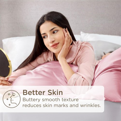Bedsure Satin Pillowcase - Pink Silky Pillowcase 4 Pack for Hair & Skin | Queen Size 20x30 Inches