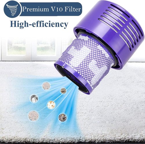 Dyson V10 Replacement Filters - 3-Pack with Cleaning Brush for V10 Cyclone Series, Absolute, Animal, Total Clean