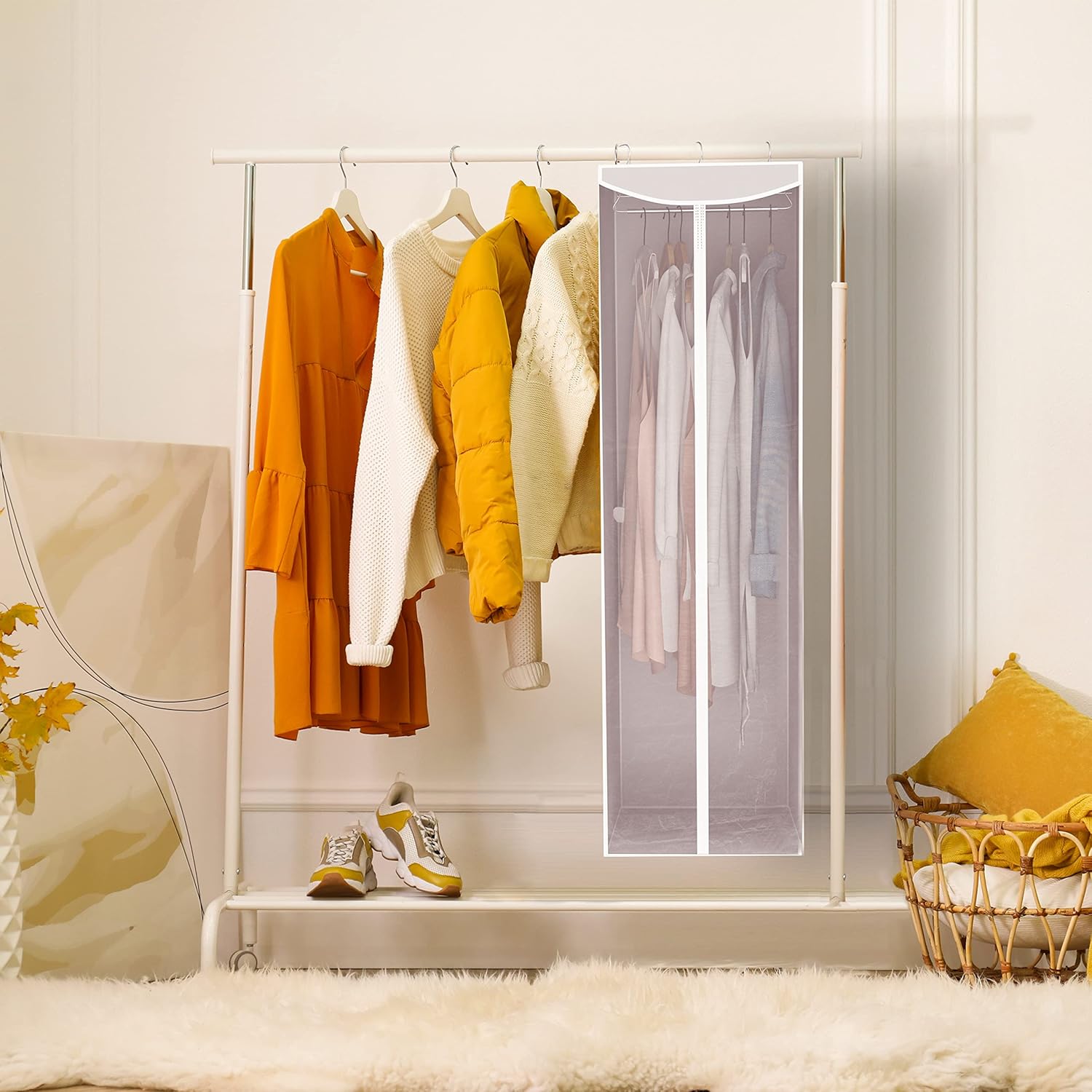 Storage Maniac Hanging Garment Bags - 2-Pack Long Dress & Suit Covers with Clear Window, Grey