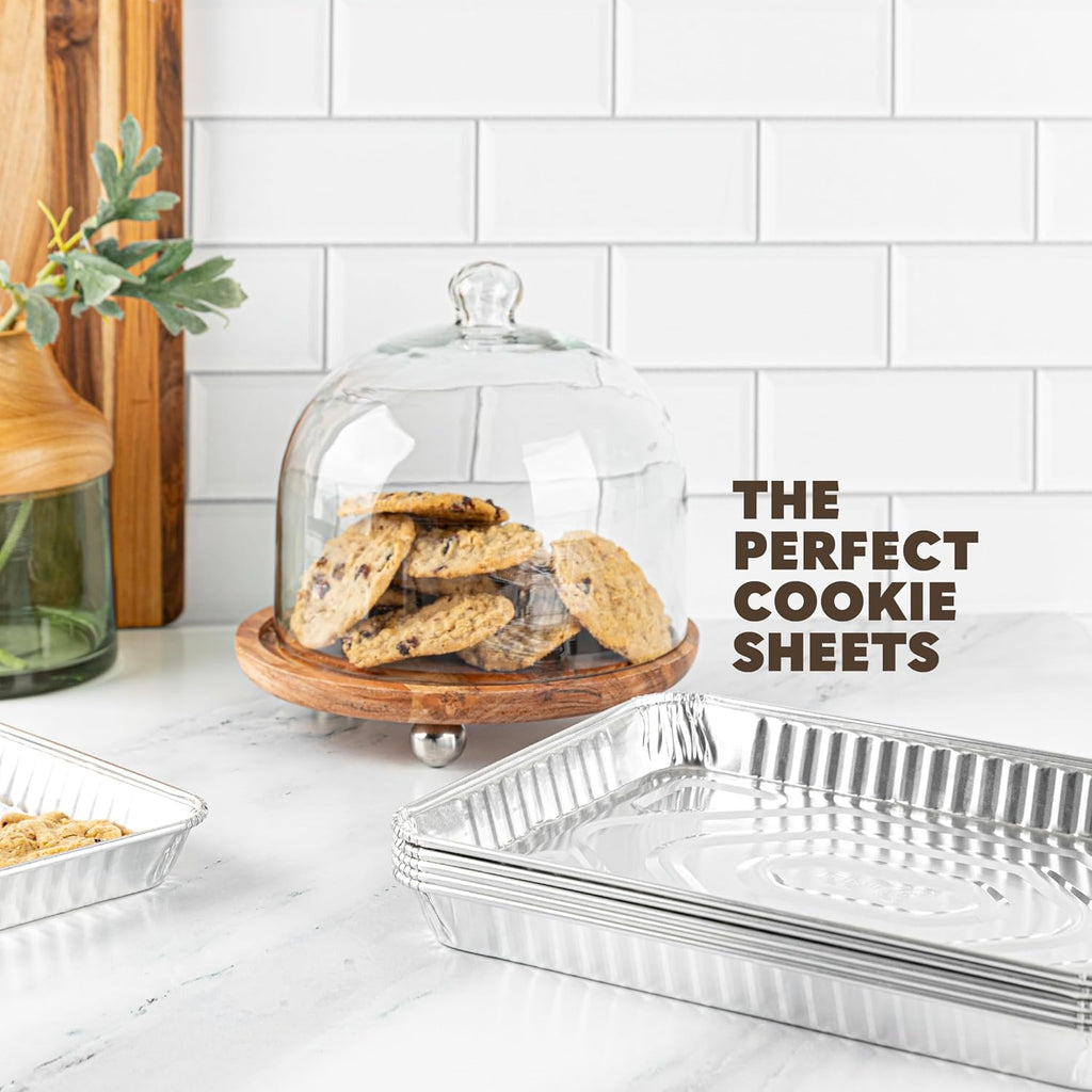 PlasticPro Aluminum Cookie Sheets - Heavy-Duty Disposable Baking Pans | 9'' x 13'' | 5-Pack
