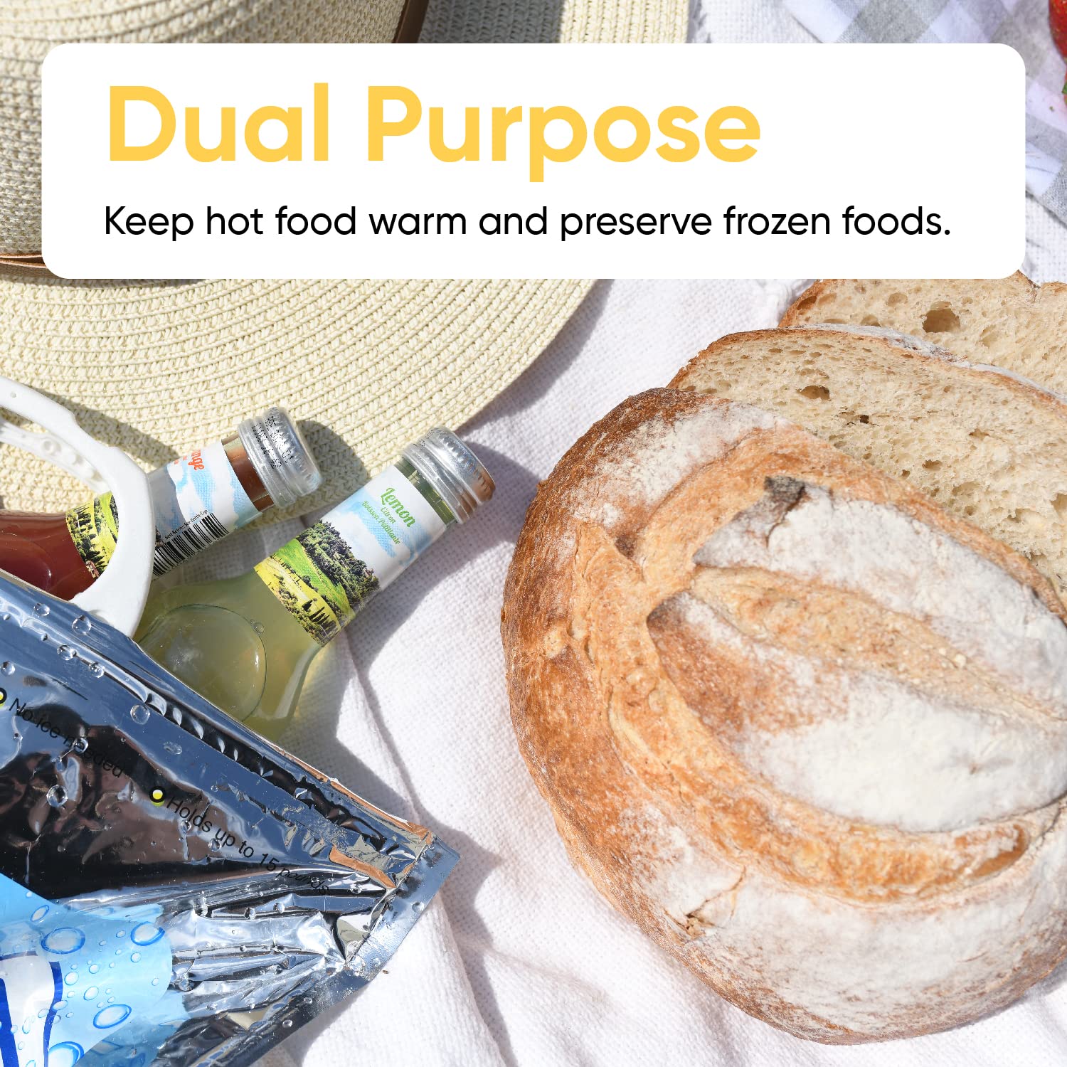 Superio Hot and Cold Insulated Bags for Food Delivery, Grocery Shopping Bags, Food Storage for Hot and Frozen Food for Travel, Disposable Cooler Bag, Reinforced Thermal Lunch Bag (1, 20"x19")