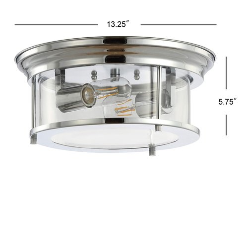 JONATHAN Y JYL7446C Lauren 13.25" Metal/Glass LED Flush Mount, Transitional,Glam,Classic,Industrial, Dimmable, 2700K Cozy Warm Light Kitchen,Hallway,Bathroom,Stairwell, Chrome