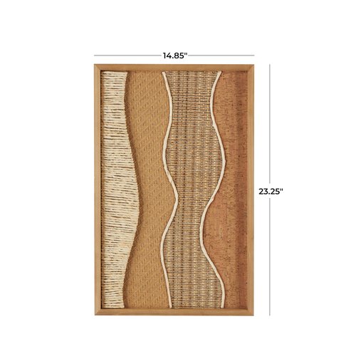 Deco 79 Wood Abstract Handmade Home Wall Decor Dimensional Wavy Mixed Media Wall Sculpture with Various Textures and Patterns, Wall Art 15" x 2" x 23", Brown