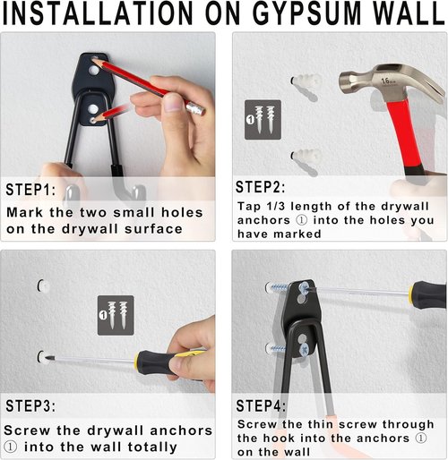 KOFANI Steel Garage Storage Hooks - 16 Pack Heavy-Duty Wall Mount Hooks with Anti-Slip Coating for Bikes, Ladders & Tools