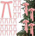 Skiennix 24 Pcs Velvet Bows - Vintage Ribbon Bows for Christmas Tree & Crafts | Dusty Pink, 5 x 7 Inch