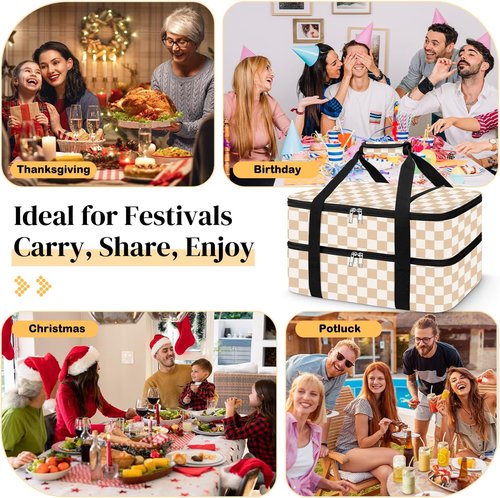 Coobiiya Insulated Casserole Carrier - Keeps Food Hot or Cold | Portable Tote Bag for 9" x 13" Dishes