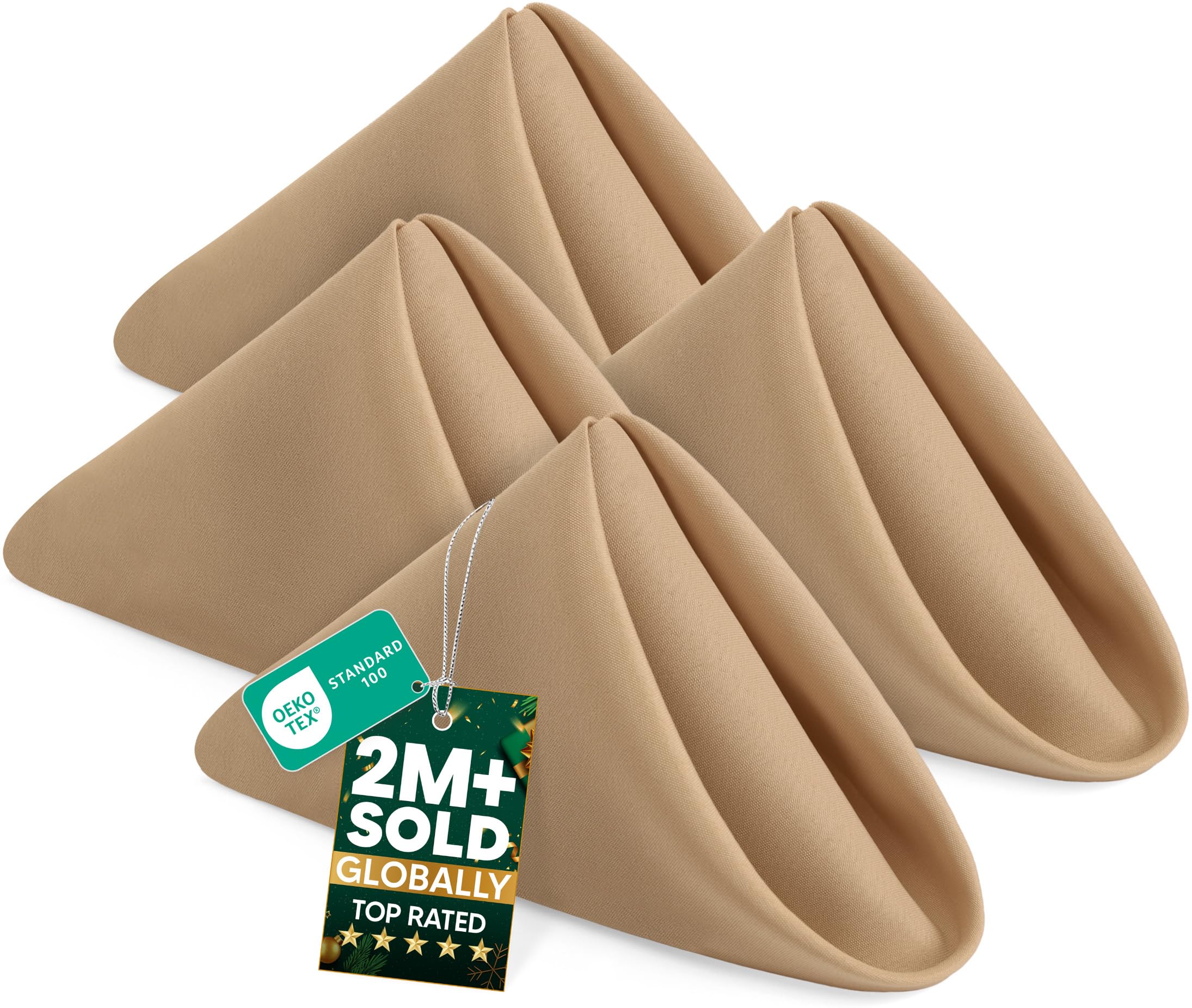 Utopia Home [24 Pack, Beige] Cloth Napkins 17x17 Inches, 100% Polyester Hemmed Edges, Washable and Reusable Ideal for Parties, Weddings and Dinners