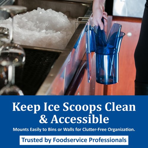 San Jamar Saf-T-Scoop Ice Scoop with Storage Caddy for Kitchens, Restaurants, And Fast Food, Plastic, 20 To 24 Ounces, Blue