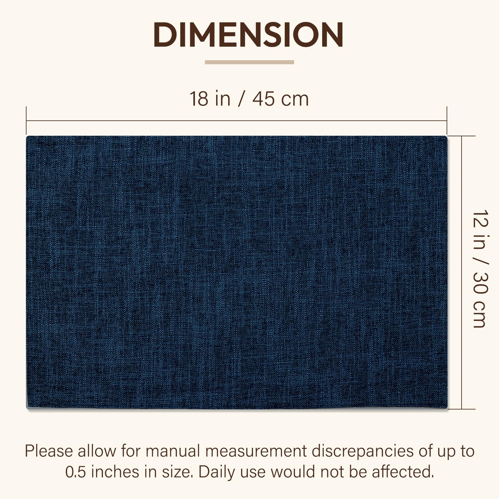 Blue Forest Placemats Set of 4, Dual-Layered Thickened Faux Linen Cloth Place Mats Heat Resistant Machine Washable Wrinkle Free Table Mats Indoor/Outdoor (Navy Blue)