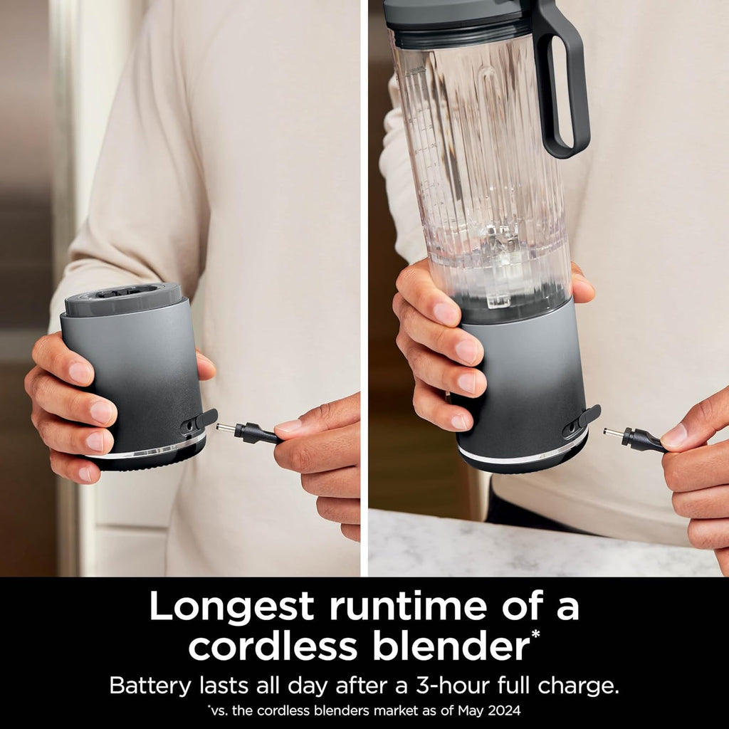 Ninja BC251GY Blast Max Cordless Blender - Smoothies & Ice Crushing | 22 oz. Twist & Go Vessel, Gray - Certified Refurbished