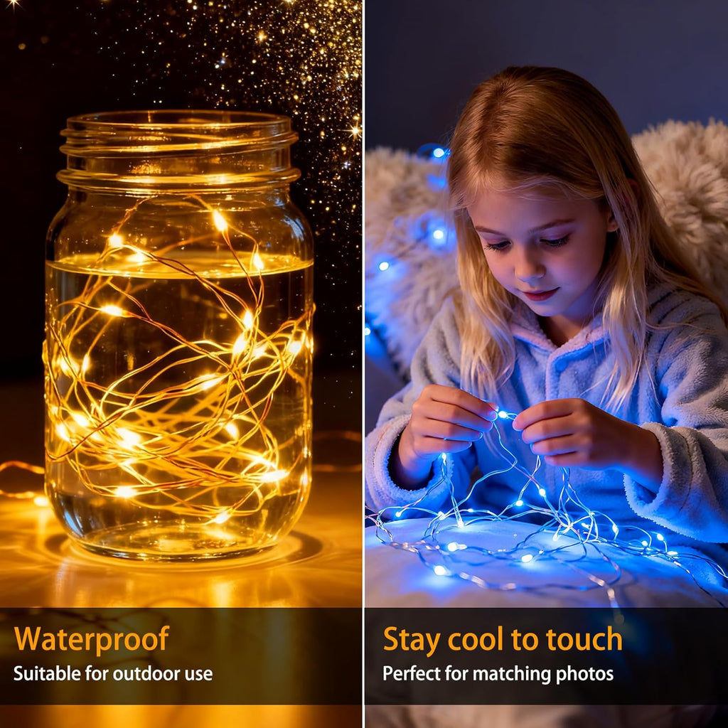 VOOKRY Mini Starry String Lights - 12 Pack Battery Operated 30 LEDs | 10 ft Silvery Copper Wire for Weddings, Parties, Christmas Decor