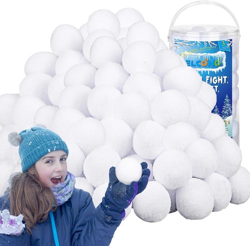 Elcoho 100-Piece Artificial Snow Toy Ball Set - Realistic Plush Snowballs for Kids' Winter Fun | Indoor/Outdoor Use