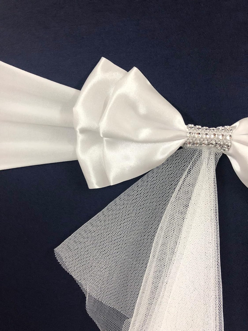 Skiennix Spandex Stretch Chair Bands - Elegant Double Satin Bows for Beach Weddings | 10 Pack, White