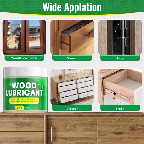 HONKID Wood Lubricant, 7OZ Drawer Wax Wood Lubricant Multi-Purpose Wax for Drawers, Doors, & Windows, Reduce Noise, Restore Antique Furniture, Door Hinge Lubricant