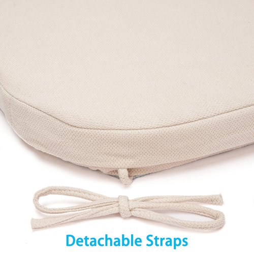 MOIRIG Chair Cushions for Dining Chairs, D-Shaped Non-Slip Seat Cushions with Removable Washable Covers & Ties, Chair Pads for Kitchen, Indoor Patio 17" x 16" (Cream, 6 Count)