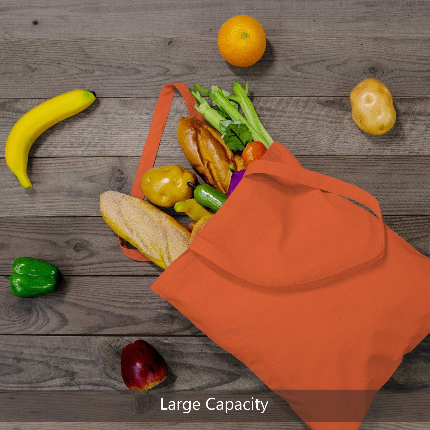 TOPDesign 24-Pack Orange Cotton Tote Bags - Lightweight, Reusable Grocery Bags for DIY & Promotions