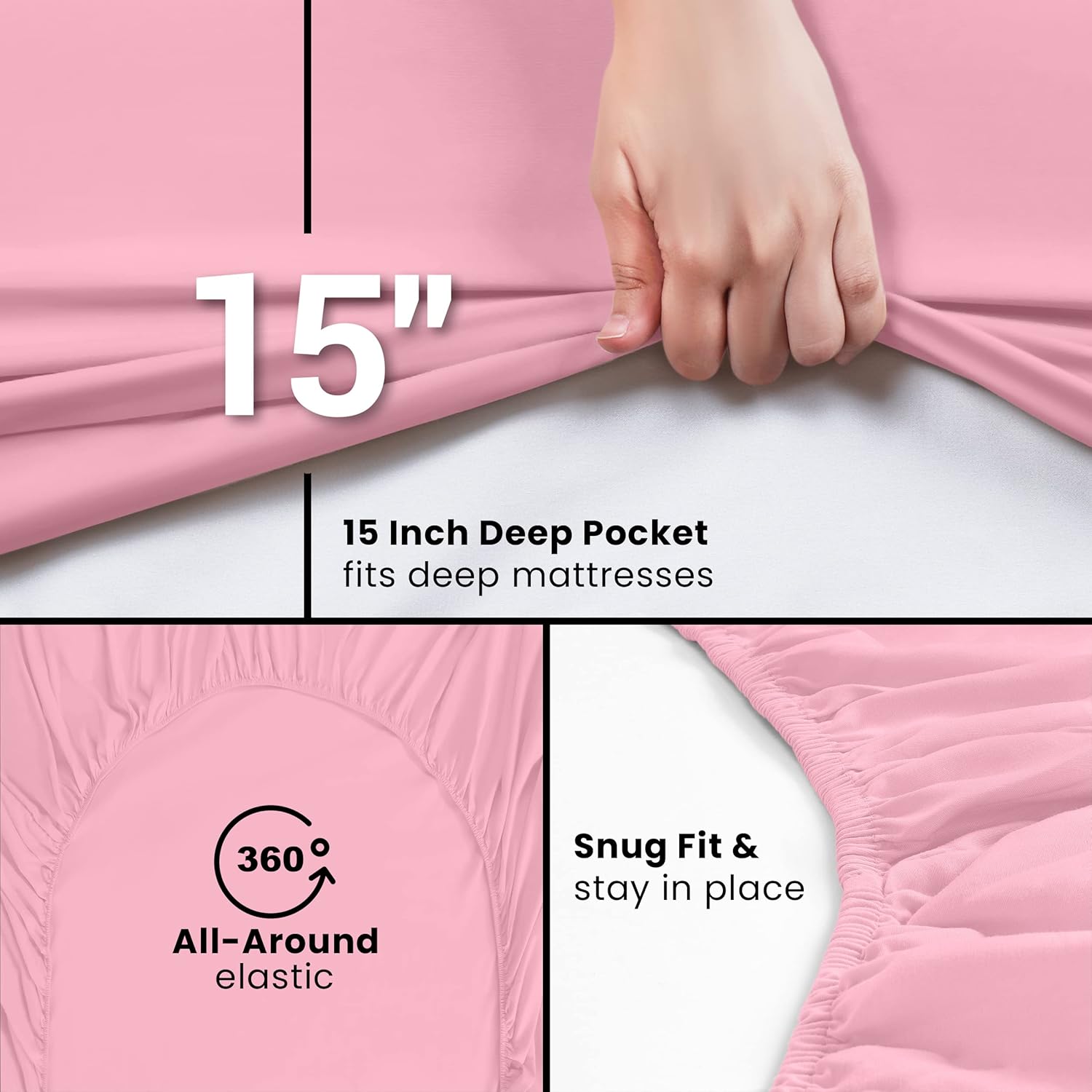 Utopia Bedding Queen Fitted Sheet - Deep Pocket Soft Microfiber - Fade Resistant & Easy Care (Pink)